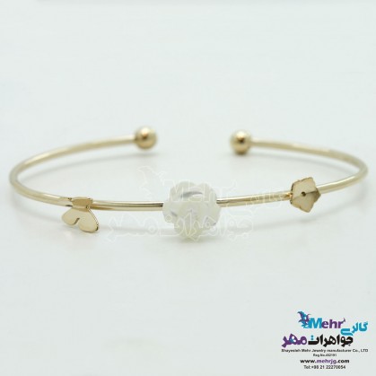 Gold Bangle Bracelet - Flower and Butterfly Design-MB1094